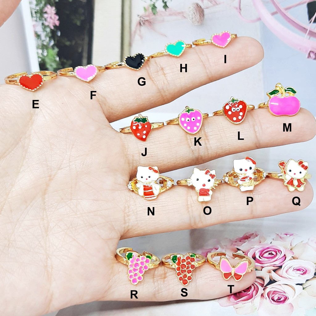 Cincin Xuping Anak Karakter Bunga Kitty Strawberry Emas - BR325