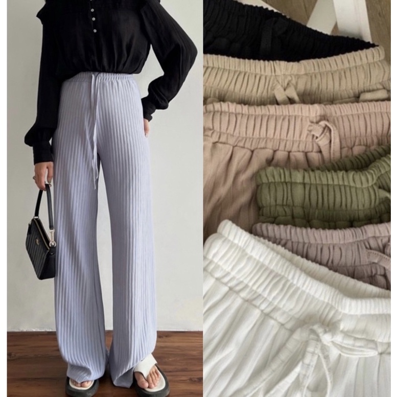 Lyra Pants 1106- Celana Kulot Knit Rib Panjang