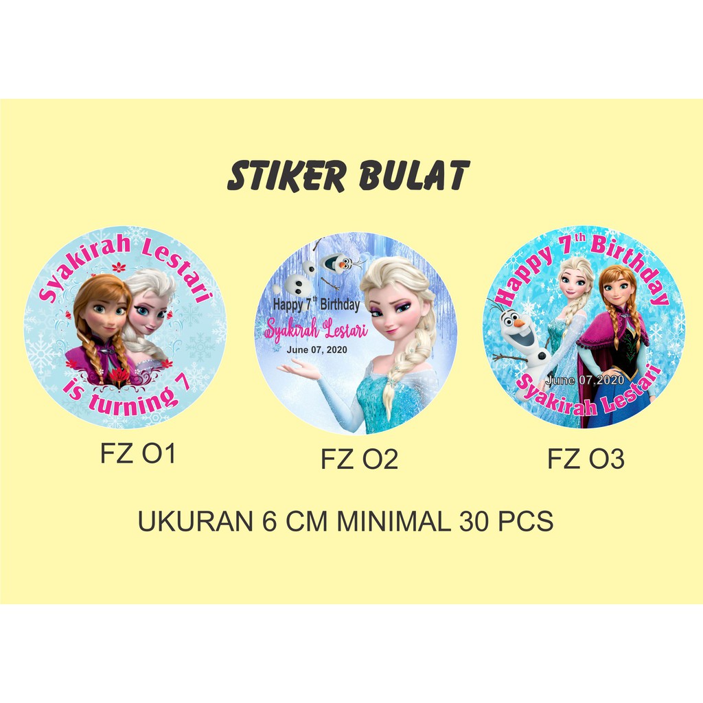 Stiker Bulat Ulang Tahun Motif Frozen Shopee Indonesia