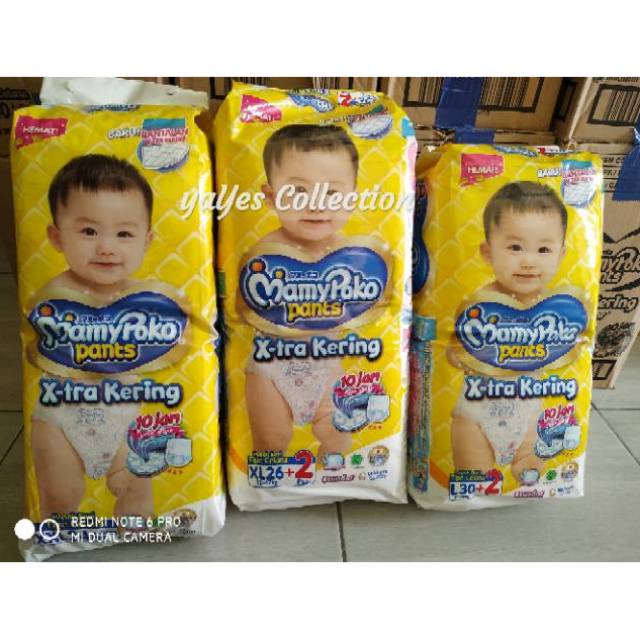 Mamypoko L XL XXL - L30/28 - XL26 - XXL24 popok xtra kering hemat momypoko pempers bayi diapering baby