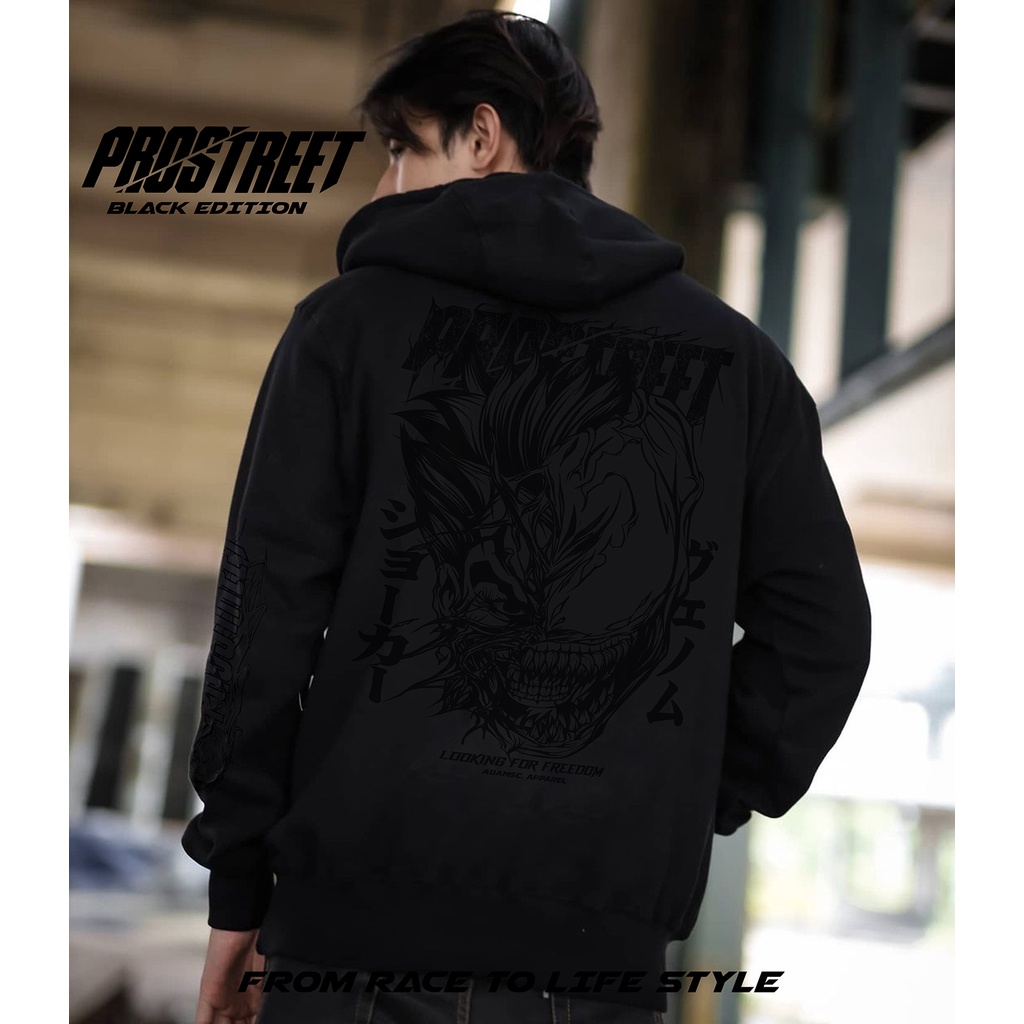 Jaket  Pria Hoodie Sunmori Prostreet JOKER X VENOM V1 BLACK EDITION
