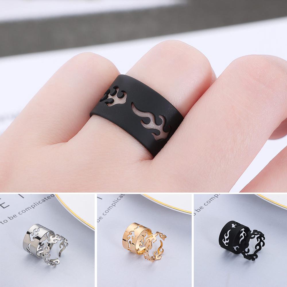 Lily Flame Ring 2 Pcs Gadis Fashion Perhiasan Pernikahan Cincin Pasangan Romantis Yang Dapat Disesuaikan