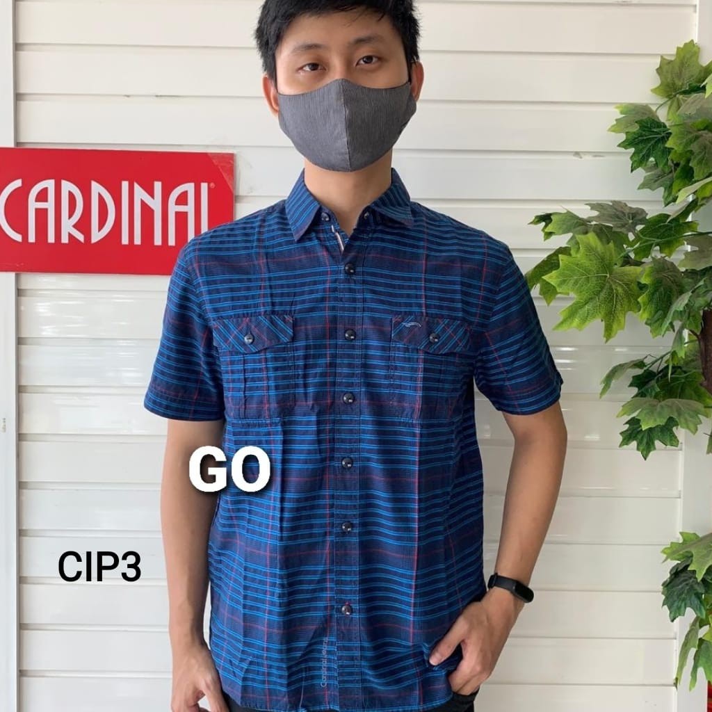 gof CIP CARDINAL KEMEJA CASUAL SLIMFIT Hem Pria Baju Cowok Pakaian Pria