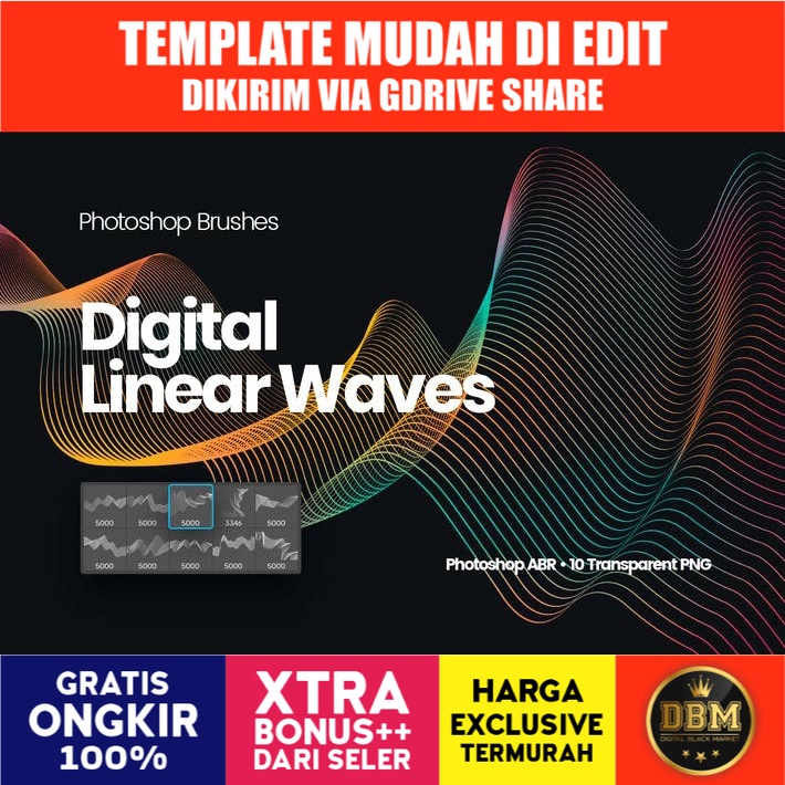 Digital Linear Waves - Photoshop Brushes