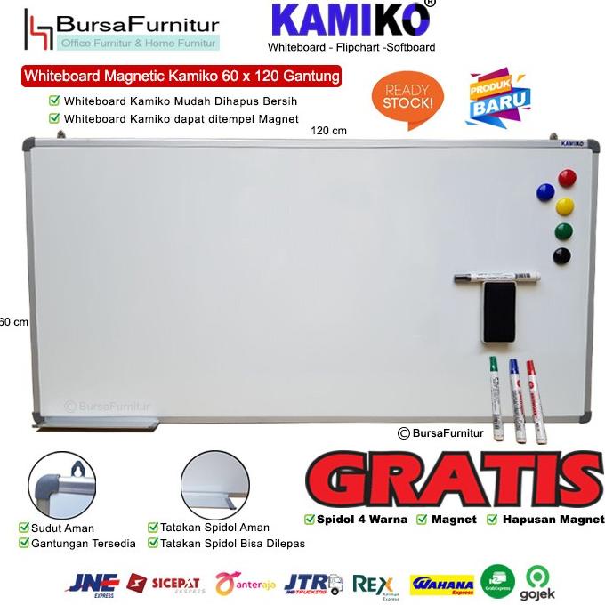 

Whiteboard Kamiko 60 x 120 Spidol H,B,HJ, M, Hapus magnet, Magnet
