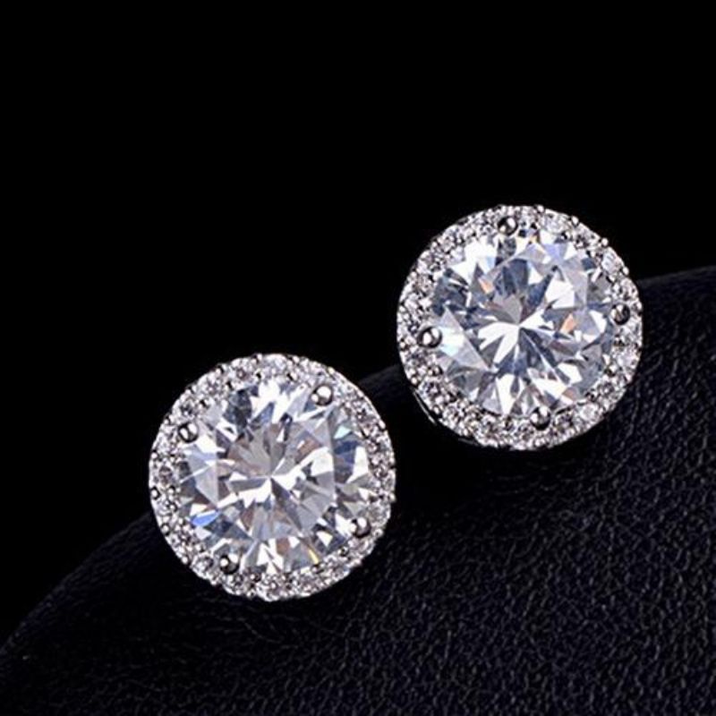 Anting zircon tusuk bundar