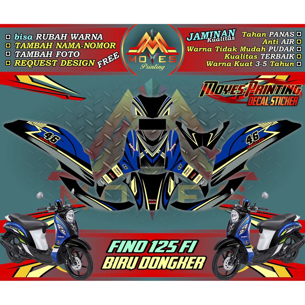Jual Sticker Motor Yamaha Fino 125 Fi Decal Stiker Yamaha Fino Fi 125 Grande Biru Dongker Indonesia Shopee Indonesia