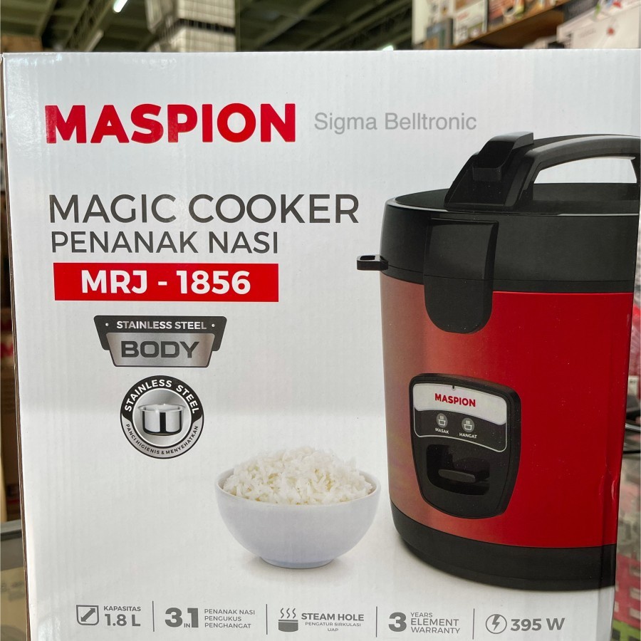 MASPION Magic Cooker 1.8 L Stainless Steel Body Penanak MRJ - 1856 ( WARNA RANDOM )