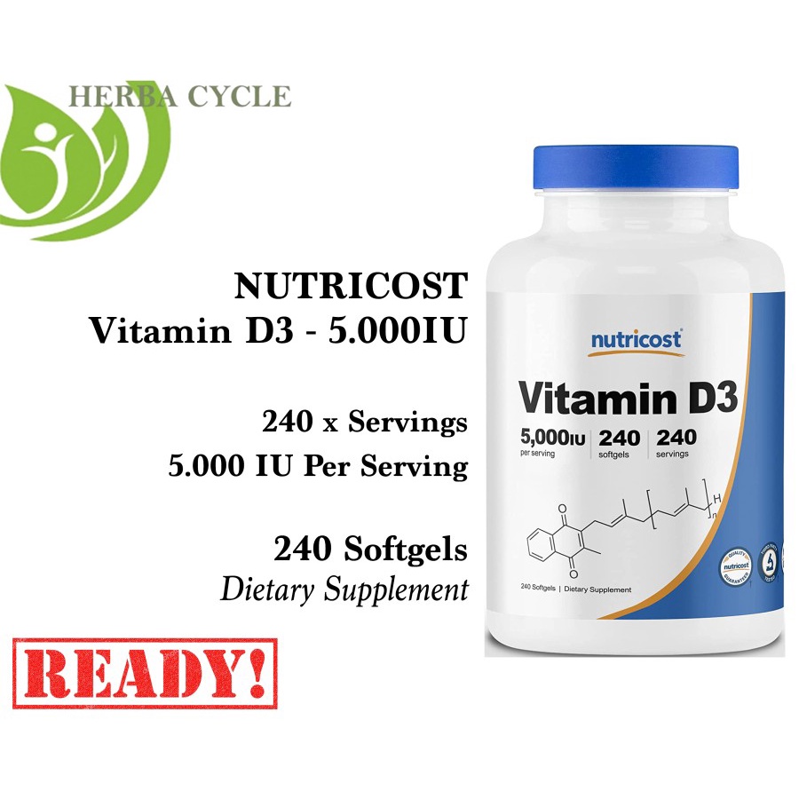 Nutricost Vitamin D3 5000 IU 240 Softgels Nutricost D3 Vit D3 5000 ORI USA