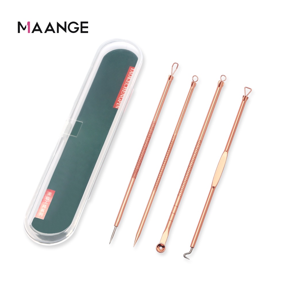 MAANGE Komedo Wajah Pembersih Alat Facial Pencabut 4Pcs Alat Pinset (Dengan kotak) 3003