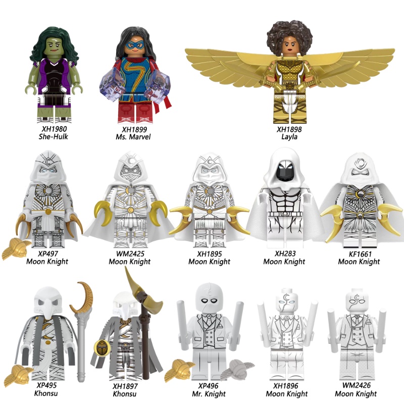 Mainan Action Figure Model Moon Knights Khonsu Layla Ms. Action Figure Marvel She-Hulk Mr.Hulk Action Figure Mini Model Knight KT1065 Untuk Koleksi