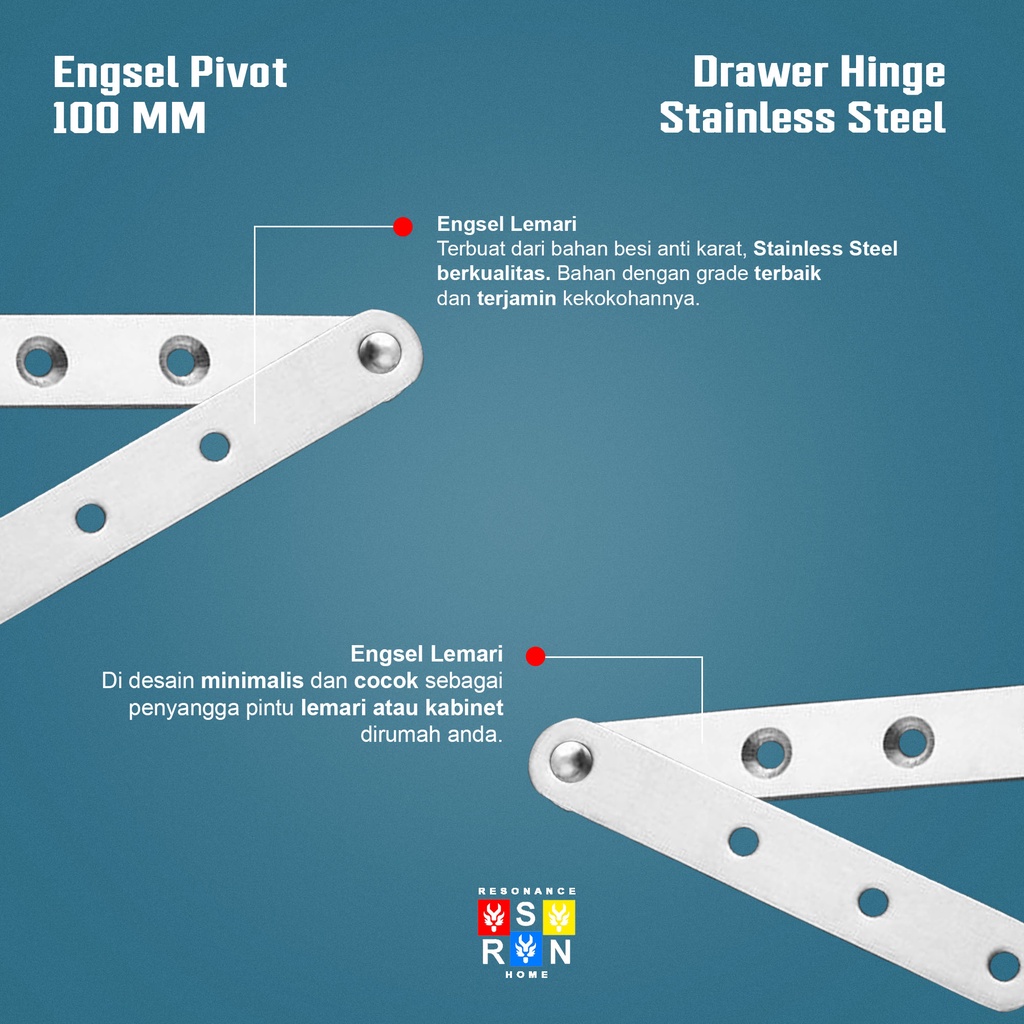 Engsel Pivot Besar 100mm Stainless / Resonance Home