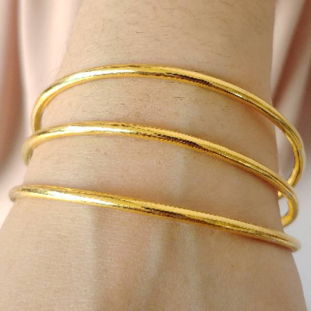 Gelang Keroncong Bulat Polos Lapis Emas 24k Isi 3 Indonesia