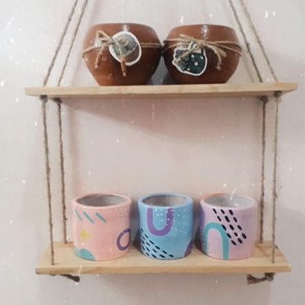 

Pot lukis teracota motif abstrak