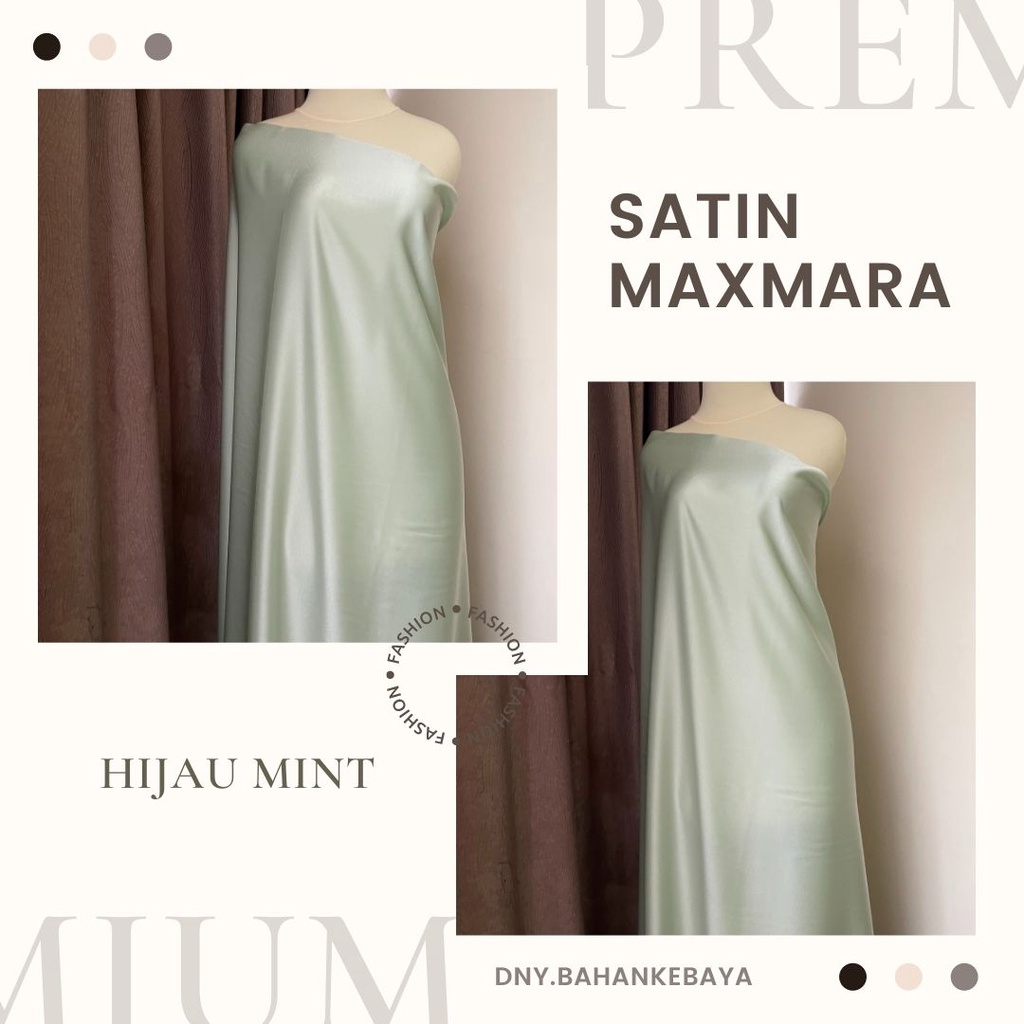 Kain Furing Satin Sateen Silk Maxmara Premium Warna Hijau Mint Min