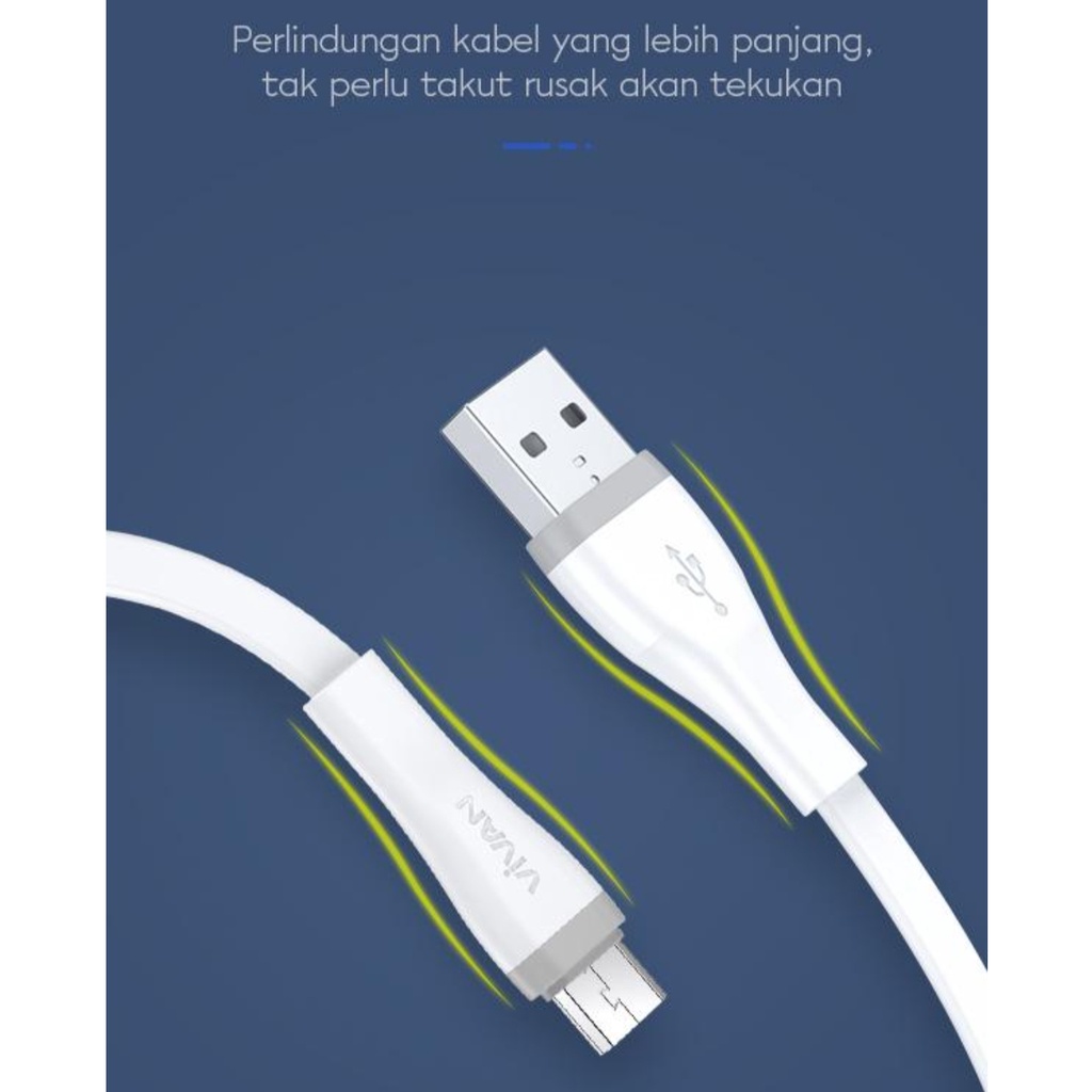 Kabel Data Vivan 2A 2.4A Micro USB Type C Lightning Fast Quick Charging Charge 30cm 100cm 200cm 1 2 Meter