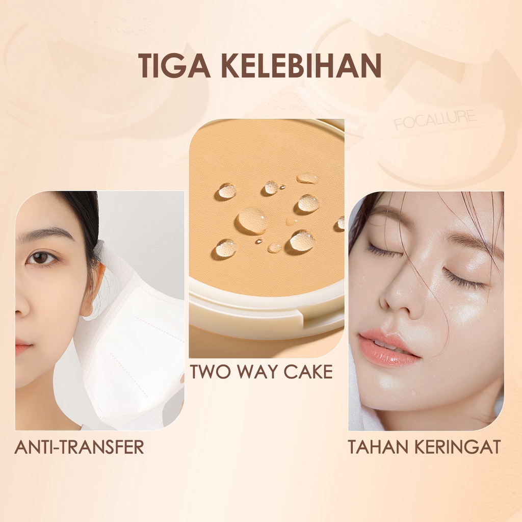 FOCALLURE Oil Control Bedak Padat Powder Matte Pressed Powder Natural Powder 12 Hours Long Lasting