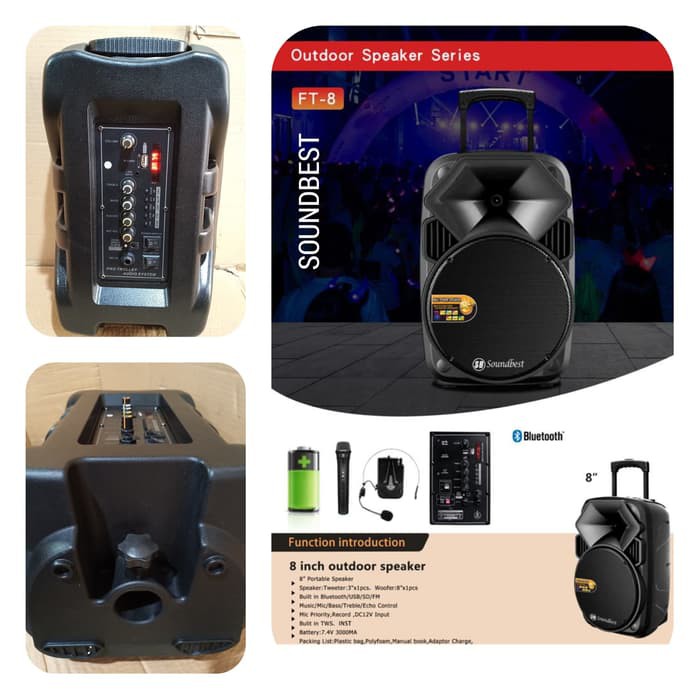 Speaker portable aktif soundbest 8 inch ft 8 speker aktiv sound best ft8