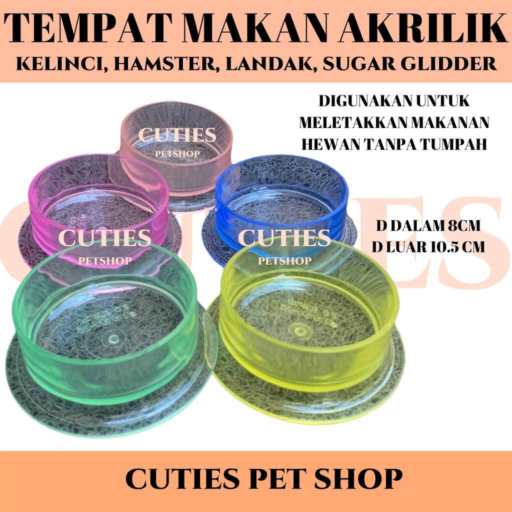 Tempat Makan Hamster (Bahan Akrilik) / tempat minum / sugar glider / syrian winter white