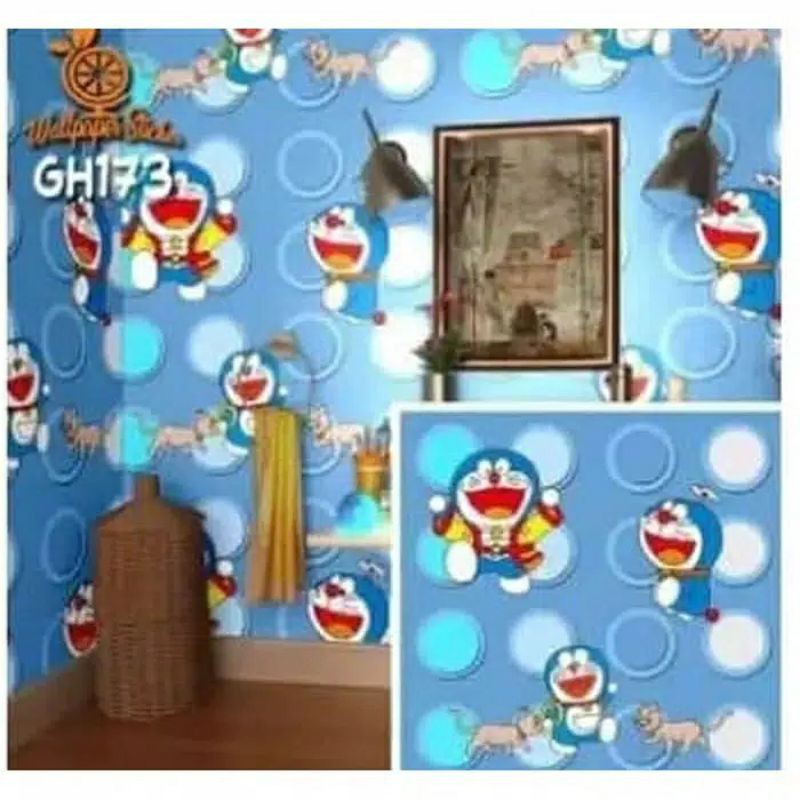 Wallpaper Sticker Dinding Motif Doraemon Balon Panjang 10Meter x Lebar 45Cm