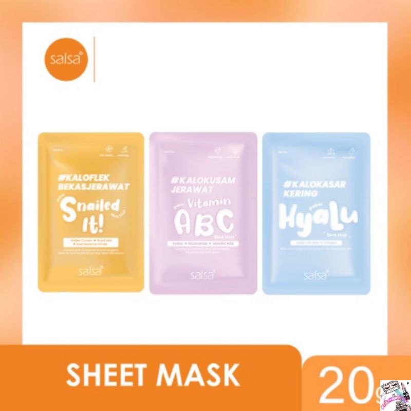 ☃Cutezz_Ching1☃Salsa Sheet Mask - Masker Wajah Daily / Hyaluronic / Vitamin ABC / Snailed It!