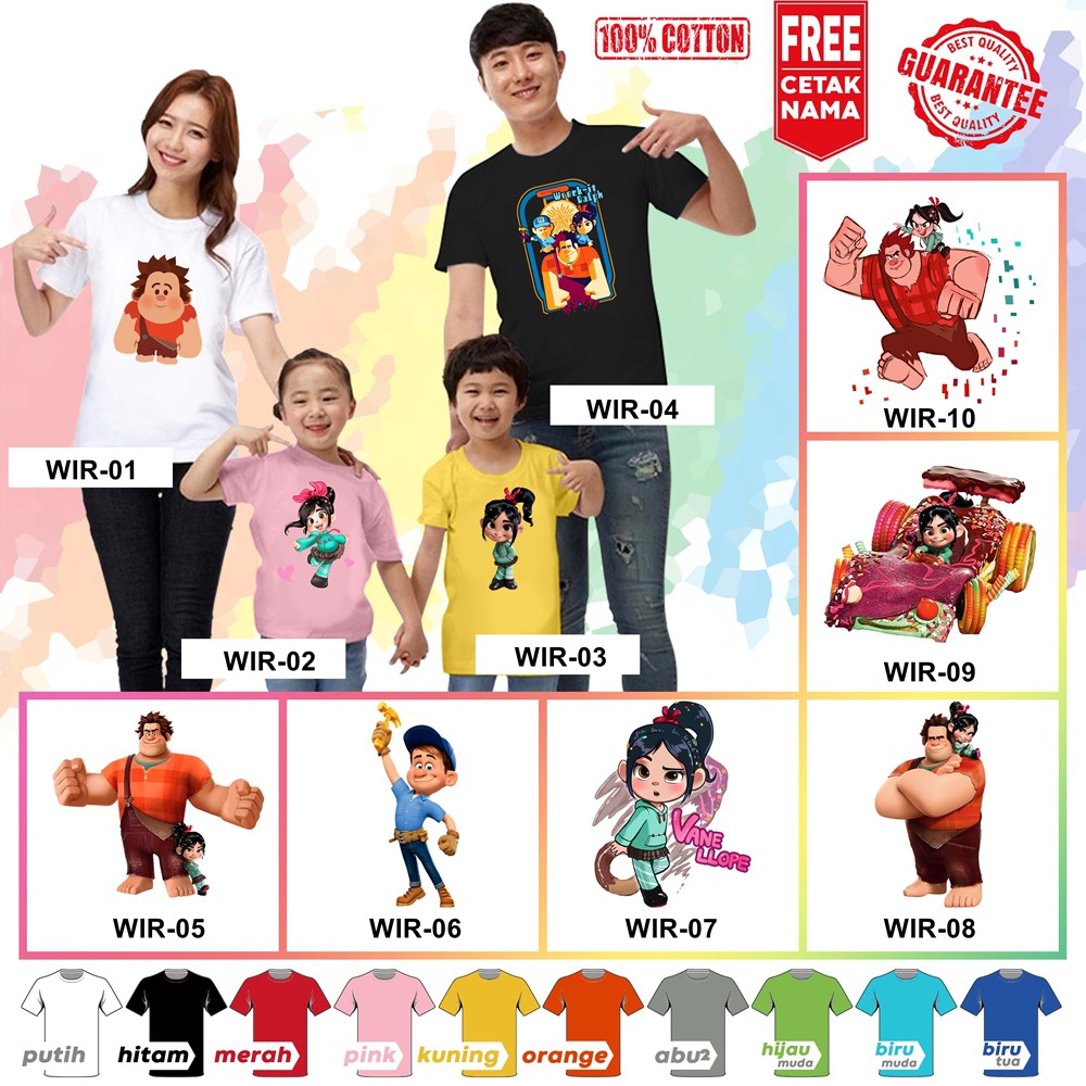 [FREE NAMA!!] Baju Kaos ANAK DAN DEWASA WRECK IT RALPH BANYAK MOTIF