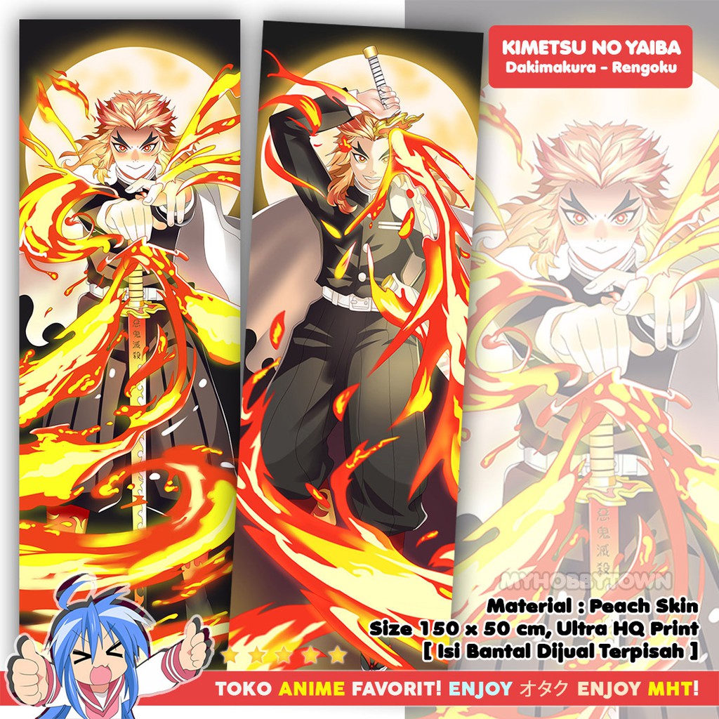 Sarung Bantal Anime Dakimakura Kimetsu no Yaiba : Rengoku Kyojuro