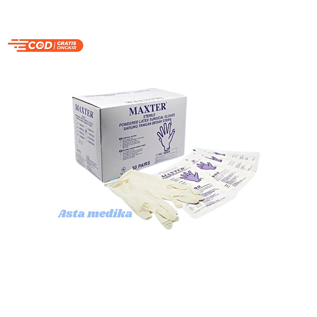 Maxter Surgical Glove Steril 6  6.5  7  7.5  8 Sarung Tangan Bedah Steril Maxter Surgical Gloves Powdered Sarung Tangan Medis