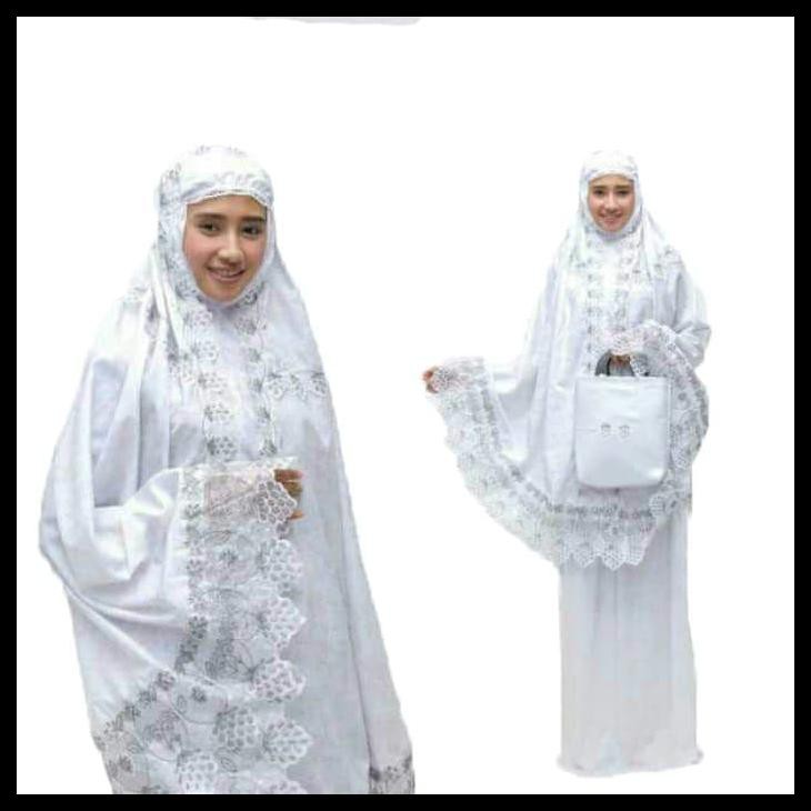 MICCI FASHION MUKENA DEWASA NAZWA DAUN KATUN FOIL - PUTIH