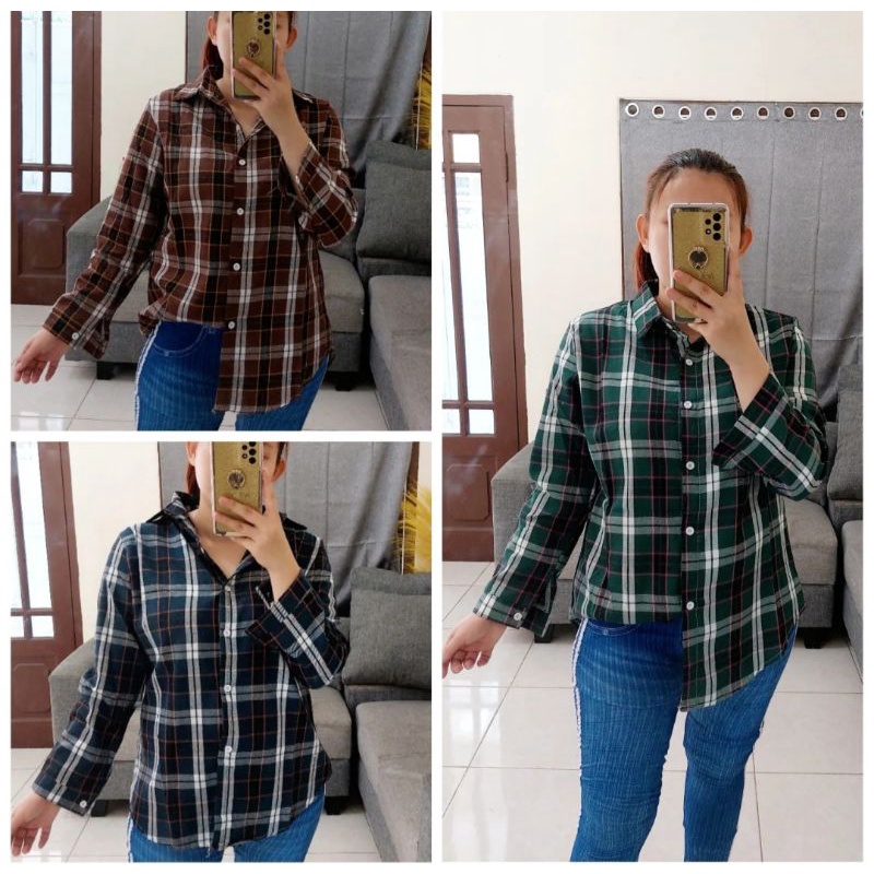 NEW KEMEJA FLANEL IMPORT / KEMEJA WANITA MURAH / KEMEJA KOTAL FLANEL