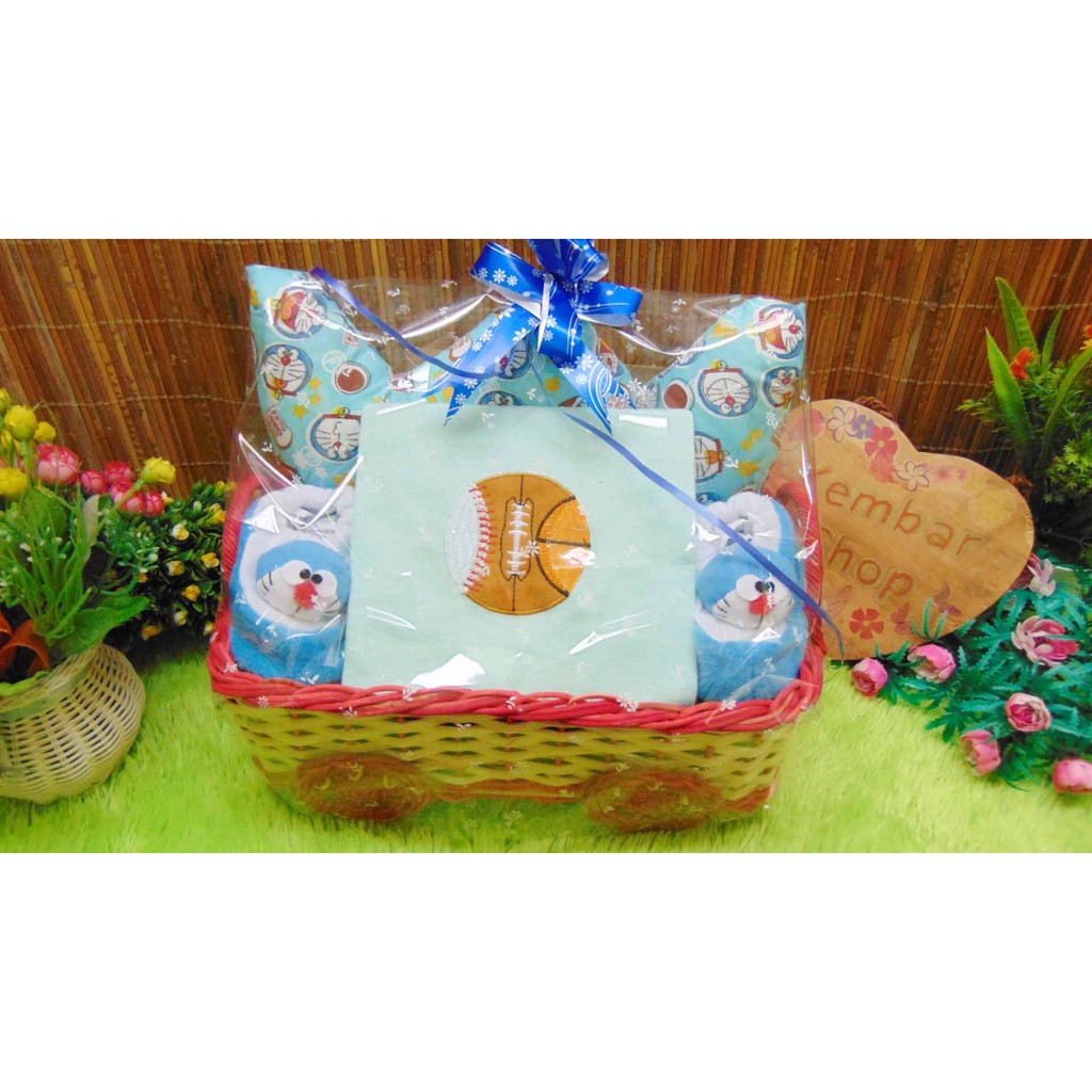 kembarshop FREE KARTU UCAPAN Paket Parcel Kado Bayi Baru Lahir Kereta Crown Kartun