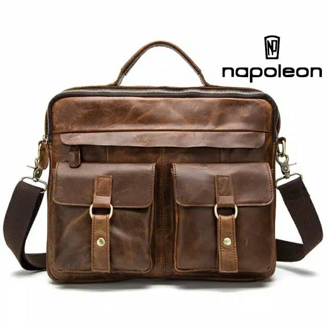 NAPOLEON GENUINE Tas Selempang Pria Import Kulit Sapi Asli