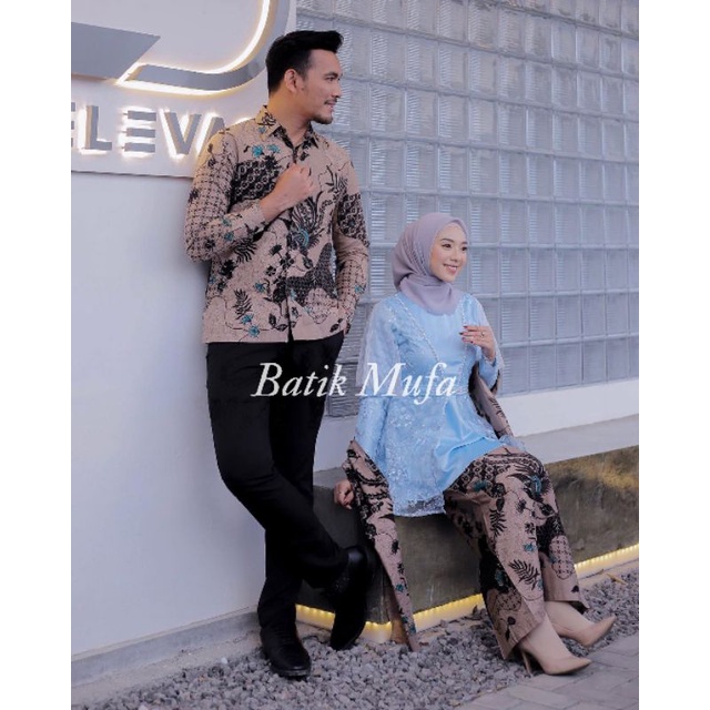 Kebaya batik couple ANESYA Blue (GRATIS HIJAB) | KEBAYA MODERN Kebaya wisuda kebaya lamaran tunangan