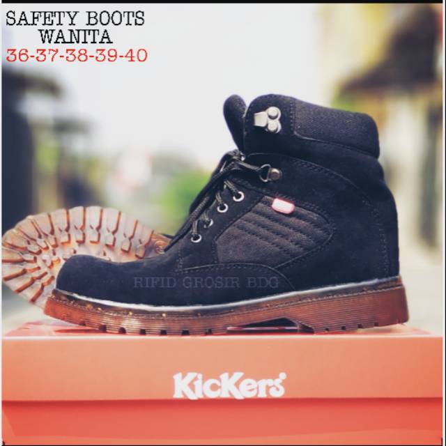 Sepatu wanita boots safety kickers ujung besi