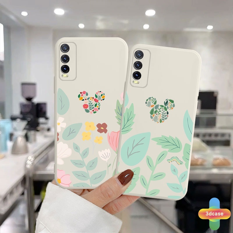 Soft Case VIVO Y12 Y12S Y20 Y91C Y21 2021 Y30 Y21S Y20S Y12i Y91 Y30i Y15S Y15A Y10 Y21T Y93 Y95 Y15 Y17 Y53 Y50 Y53S Y51 2020 Y51A Y33S Y1S Y11 Y31 Y20i Y91i Y90 Y51S Y12A A54 A15 A16 5 5i C3 C25 C12 A12 Cute Mickey Minnie Mouse Flower Anti-fall Case