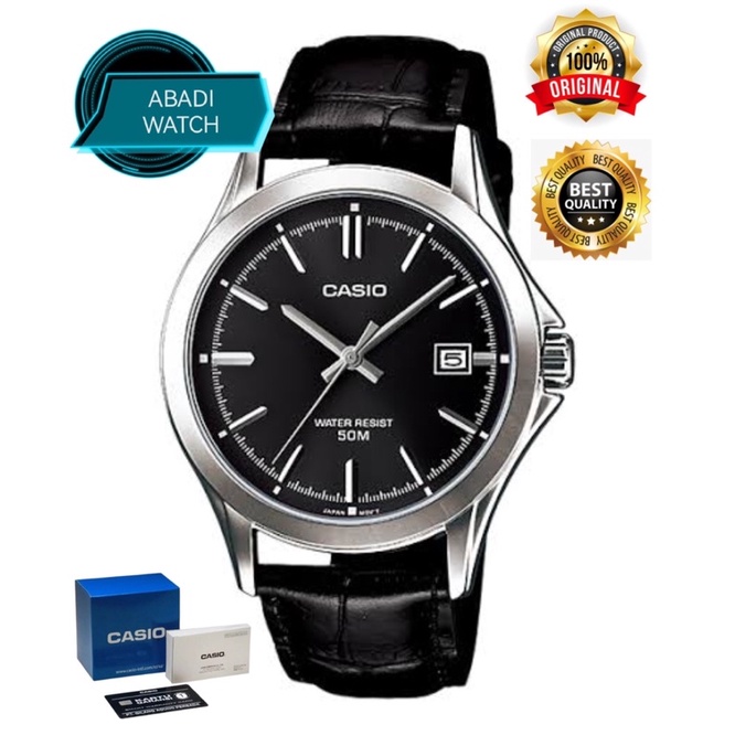 Casio Analog Jam Tangan Pria Hitam Kulit MTP-1380L-1AVDFOriginal