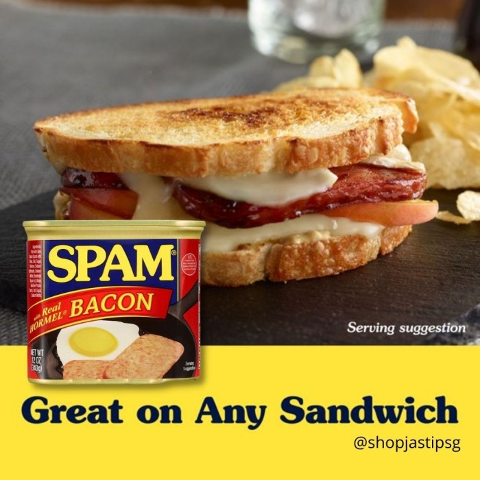 

SPAM USA with Real HORMEL BACON 340gr Can Daging Babi Kaleng Sandwich