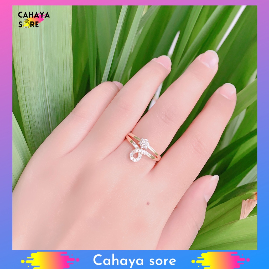 Cincin Xuping Gold Cincin Dewasa Model Permata Baris Cantik CD10