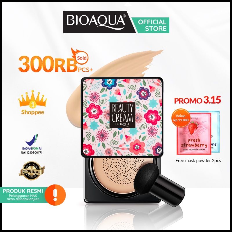 `ღ´ PHINKL `ღ´ Bioaqua beauty Cream bb cushion plus spons jamur  bbcream alas bedak full coverage