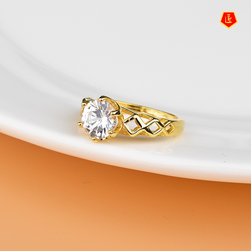 [Ready Stock]Fashion Personality 18K Gold Inlaid Diamond Ring