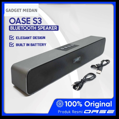 Speaker Bluetooth OASE S3 ORIGINAL 100% WIRELESS- HITAM- Gadget Medan