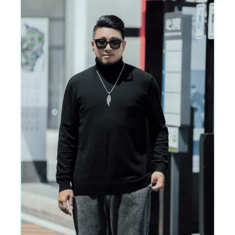 BAJU KAOS TURTLE NECK TURTLENECK LENGAN PANJANG PRIA DISTRO KERAH TINGGI / Ukuran L XL XXL