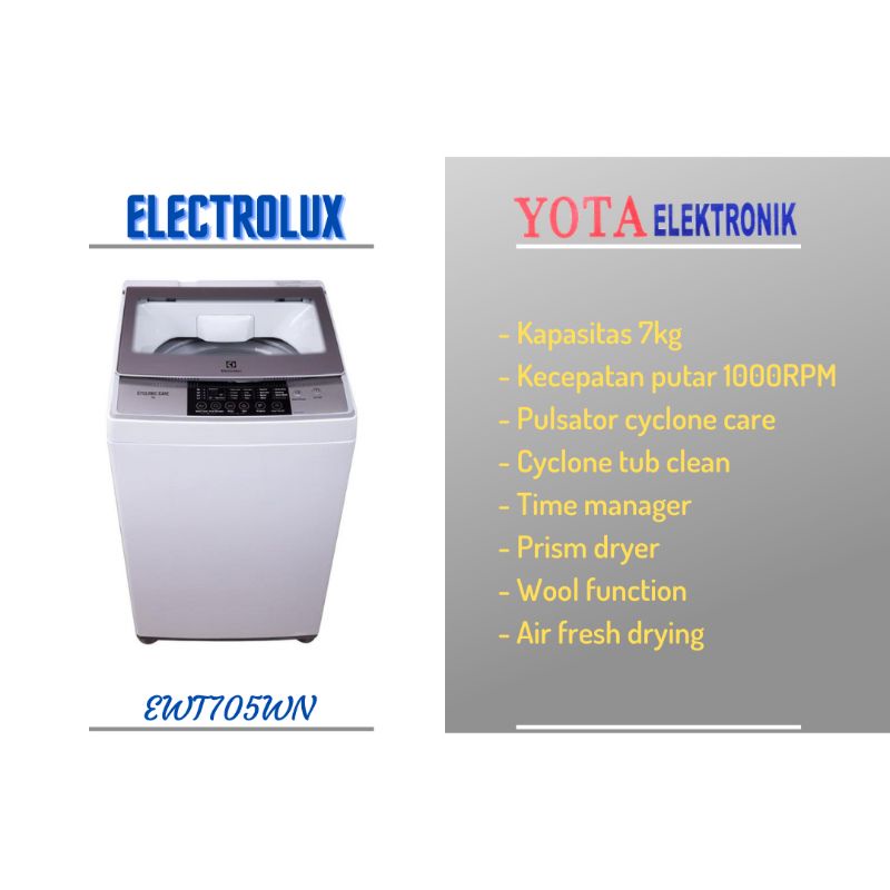 Mesin Cuci Top Load Electrolux EWT705WN; EWT805EN; EWT905WN