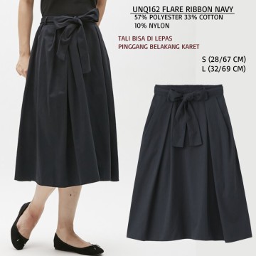 Rok Wanita Polos Flare Tali Ribbon Cotton Jepang (UNQ162 FLARED)-3