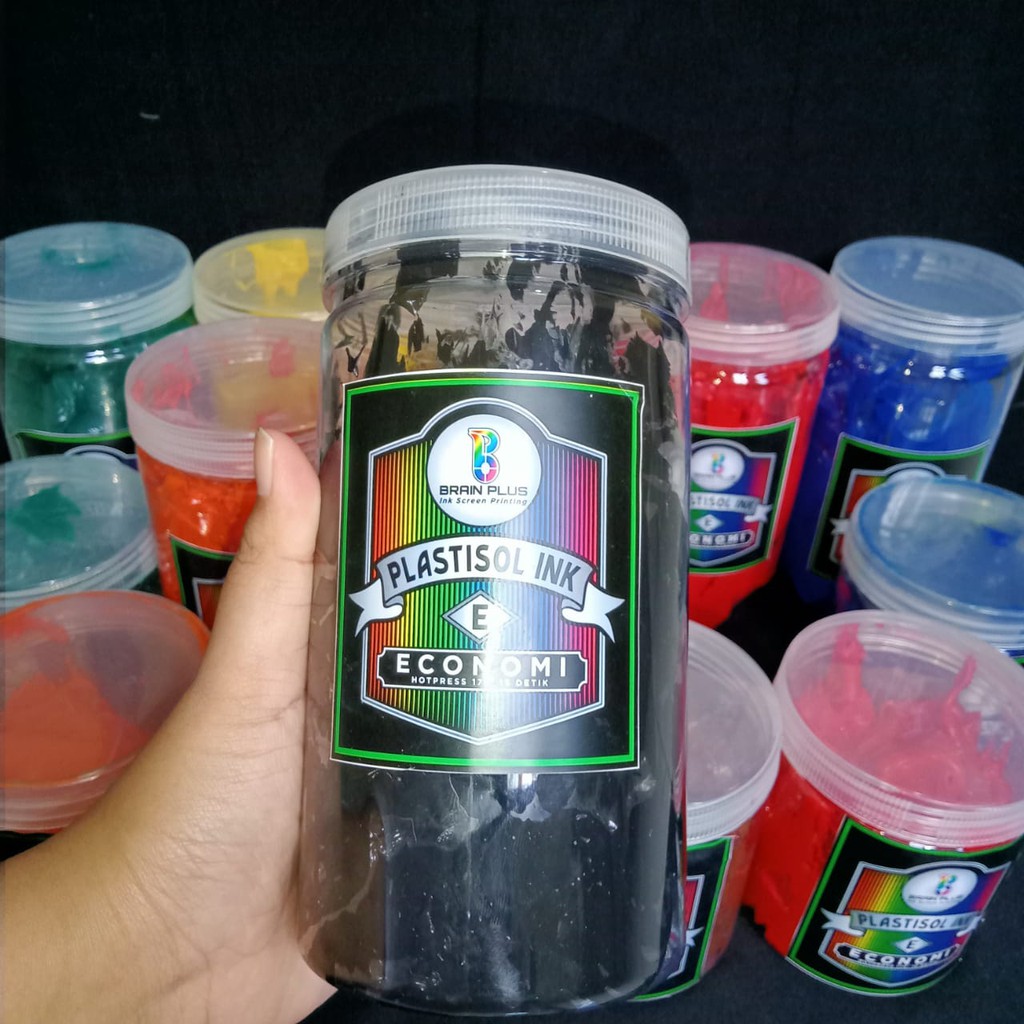 

HJK Tinta Sablon PLASTISOL ECONOMY Brain Plus HITAM 1kg