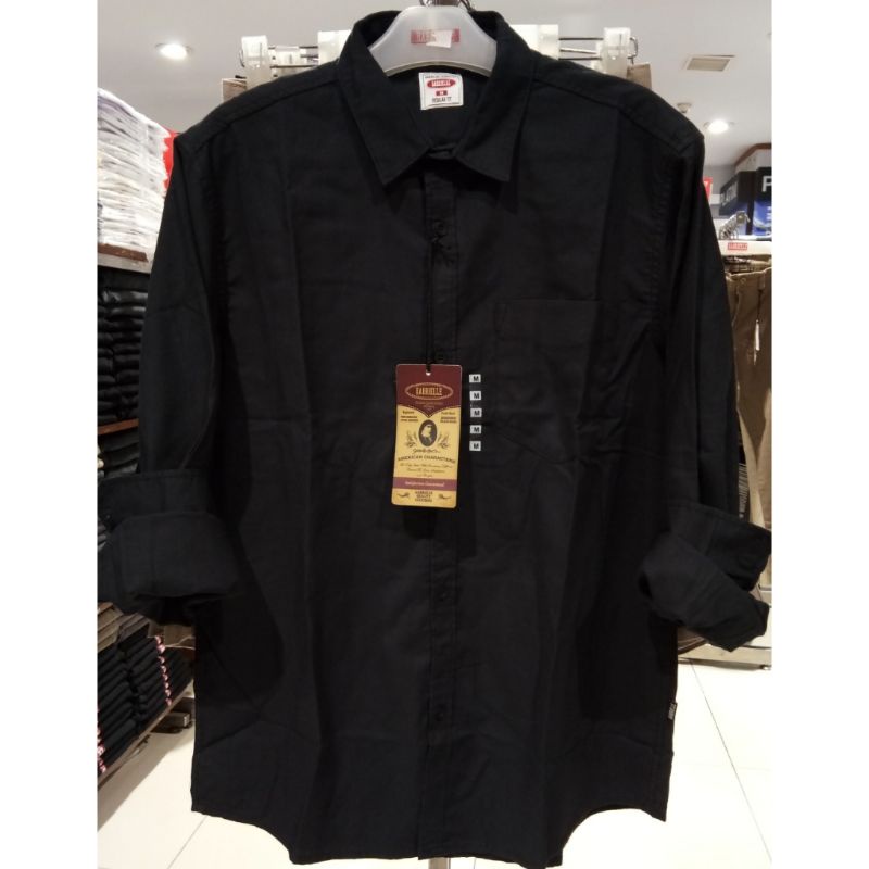 Gabrielle casual original mens BAAC098A0822M Kemeja lengan panjang pria katun berkantong hitam regul