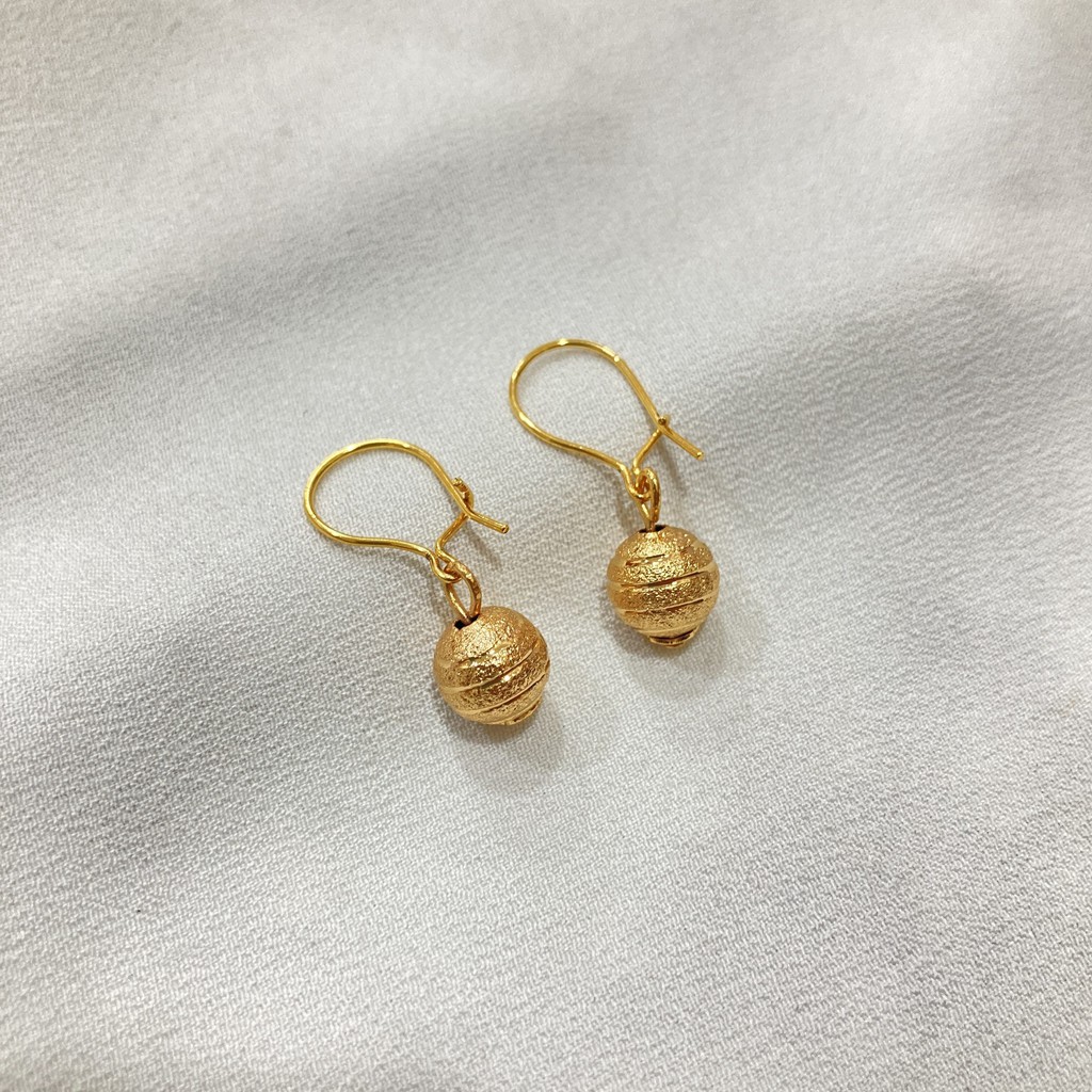 Anting Gantung Bola Kerawang Lapis Emas - Yaxiya Jewelry-B