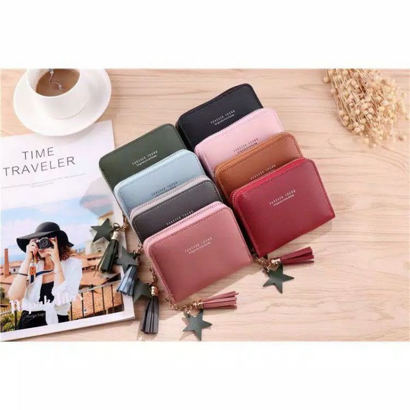 DOMPET WANITA KECIL DOMPET KOIN DOMPET MINI DOMPET LIPAT MURAH-Mocca