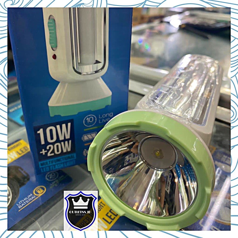 Senter Tangan Push On 1705 2 Fungsi- Lampu Emergency Push On 10W + 20W - Senter Darurat Push On 1705