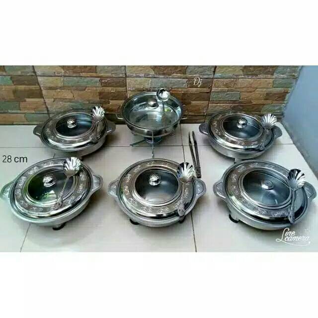 prasmanan stenlis bulat + sendok